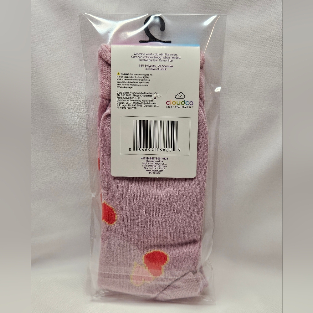 5/$20 Care Bears Love-a-lot Bear Novelty Socks NWT - Picture 2 of 6